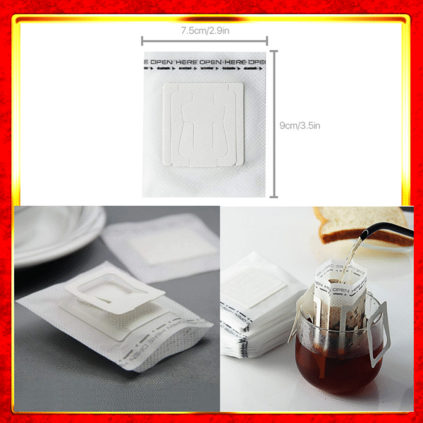 drip coffee bags and grounds in coffee
