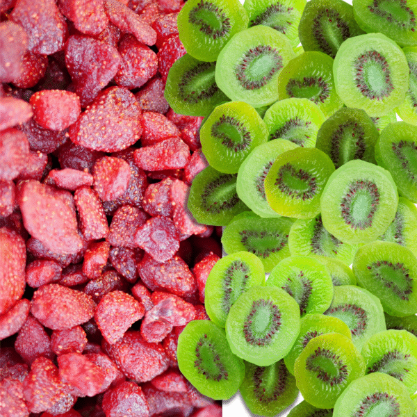 dried strawberries and kiwi